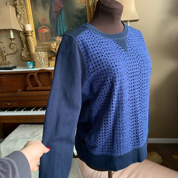 J Crew Navy Sweater Knitted Detail in Front - Picture 3 of 7